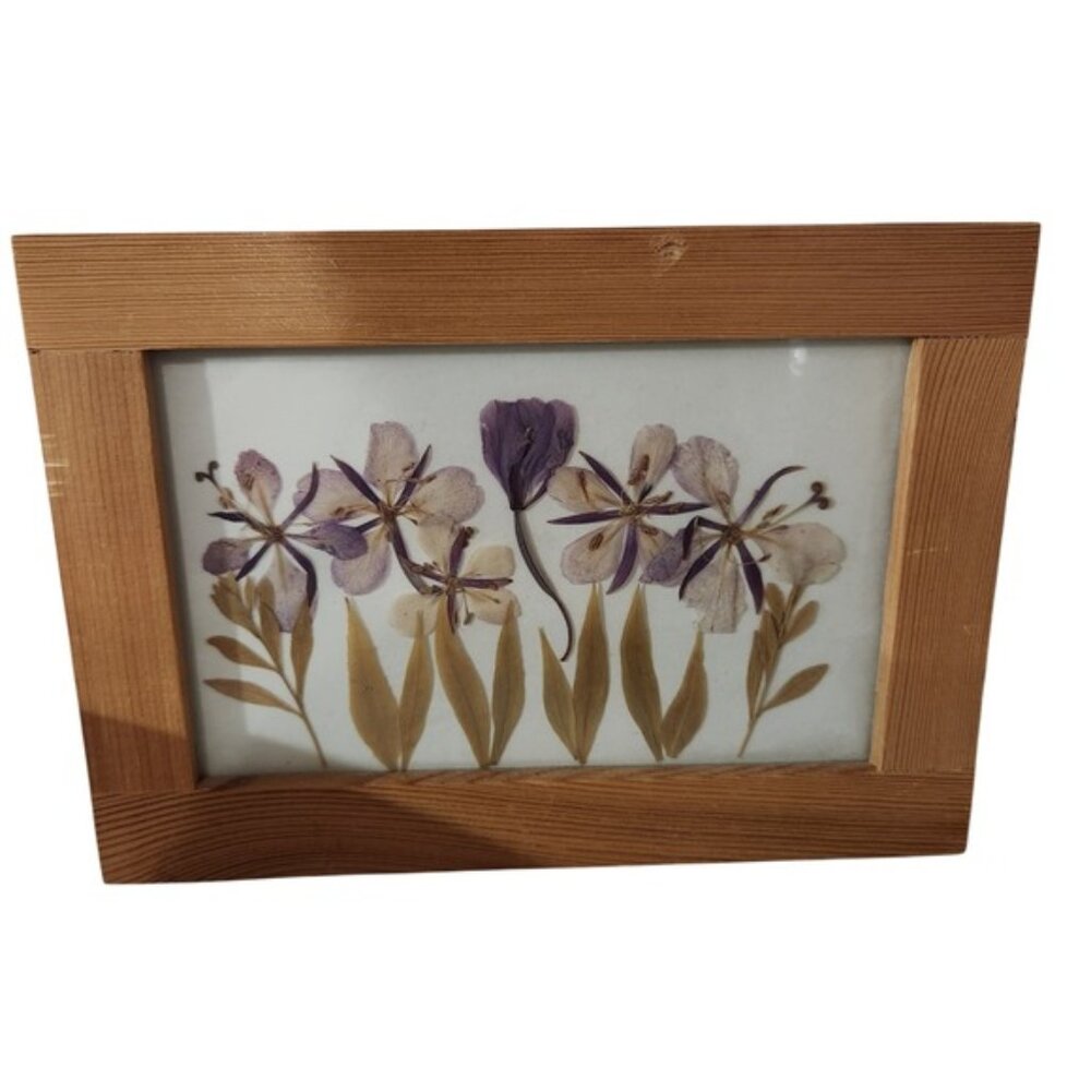 Framed Pressed Flowers Art Botanical Nature Decor Wooden Frame